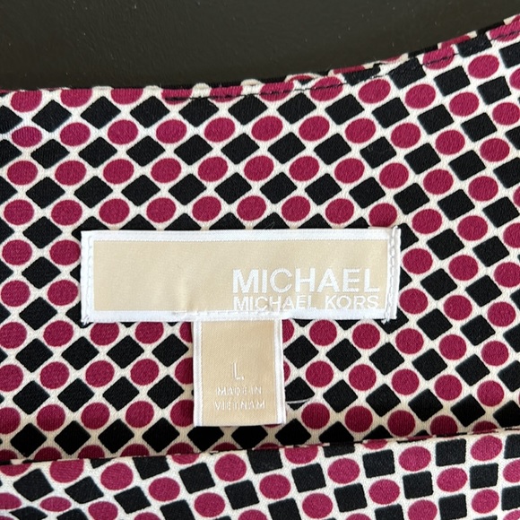 Michael Kors Tile Dot Sleeveless Border Dress Bone/Garnet - Picture 9 of 9